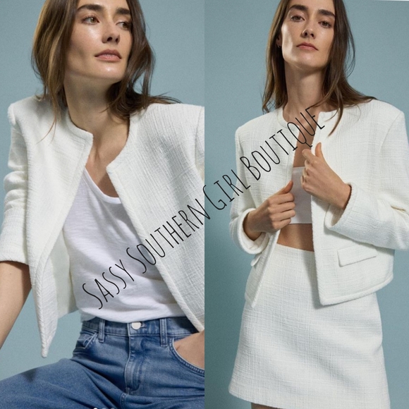 🆕⭐Tweed THEORY white tweed blazer - Picture 4 of 13